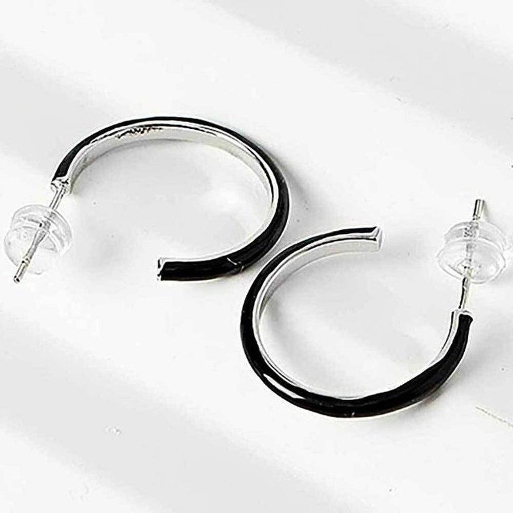 Ring Earrings Platinum Plated Black Ring Simple Ring Black Ring Included Black (Wfgwbst)