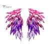 1 пара перьевых шипов в форме крыльев, серьги-гвоздики для ушей, персонализированные цветные стеклянные женские серьги-гвоздики, модные ювелирные изделия, подарок