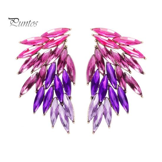 1 пара перьевых шипов в форме крыльев, серьги-гвоздики для ушей, персонализированные цветные стеклянные женские серьги-гвоздики, модные ювелирные изделия, подарок