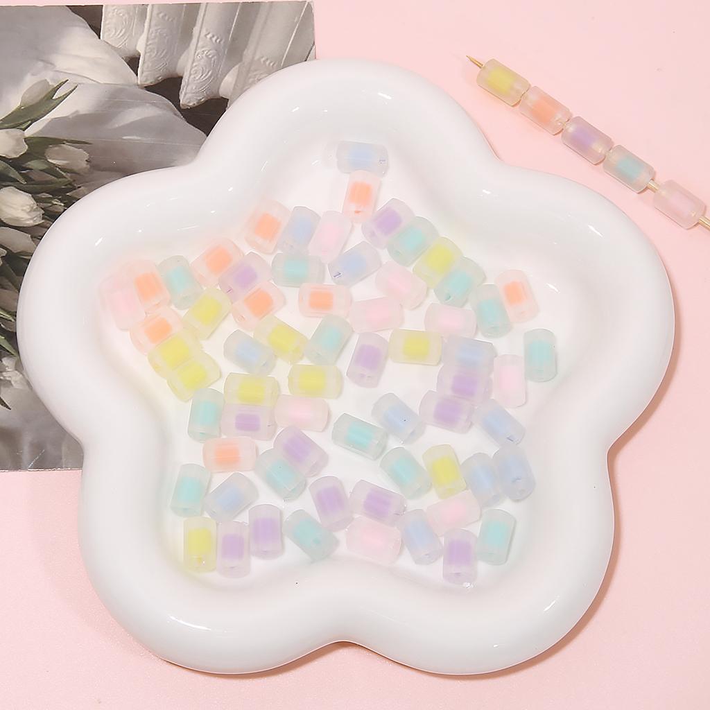 Бусины для браслета ручной работы, акриловые прозрачные матовые цветные гальванизированные бусины для колонн, глянцевые бусины в бусинах, бусины, браслет ручной работы своими руками, ожерелье, свободные бусины