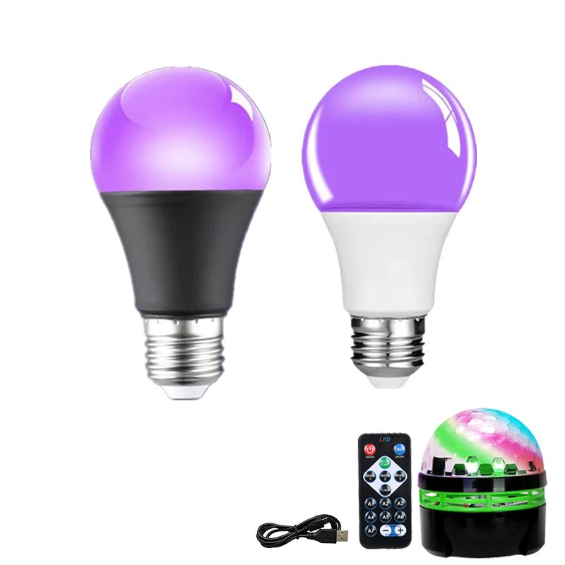 Светодиодная лампа E27 9 Вт УФ-лампы Blacklight 395 нм ультрафиолетовая лампа для тела люминесцентные лампы для вечеринок, дискотек, украшения для баров