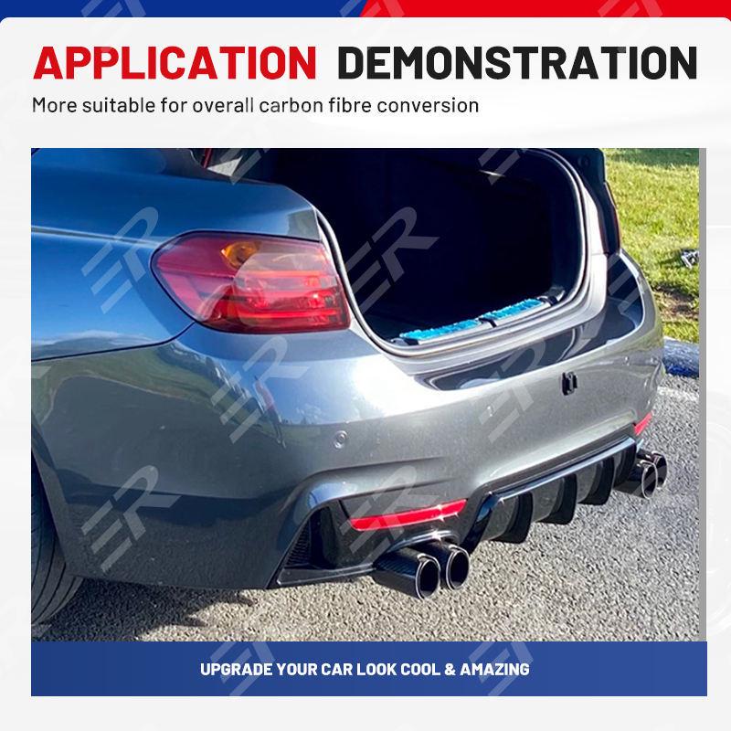 BMW Universal Y-Type Dual Carbon Fiber Black Exhaust Muffler & Tip