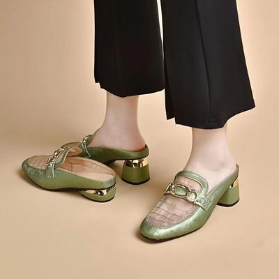 Персонализированная сетчатая сумка для верхней одежды, тапочки-половинки для головы, женские новые летние дышащие тапочки для мамы