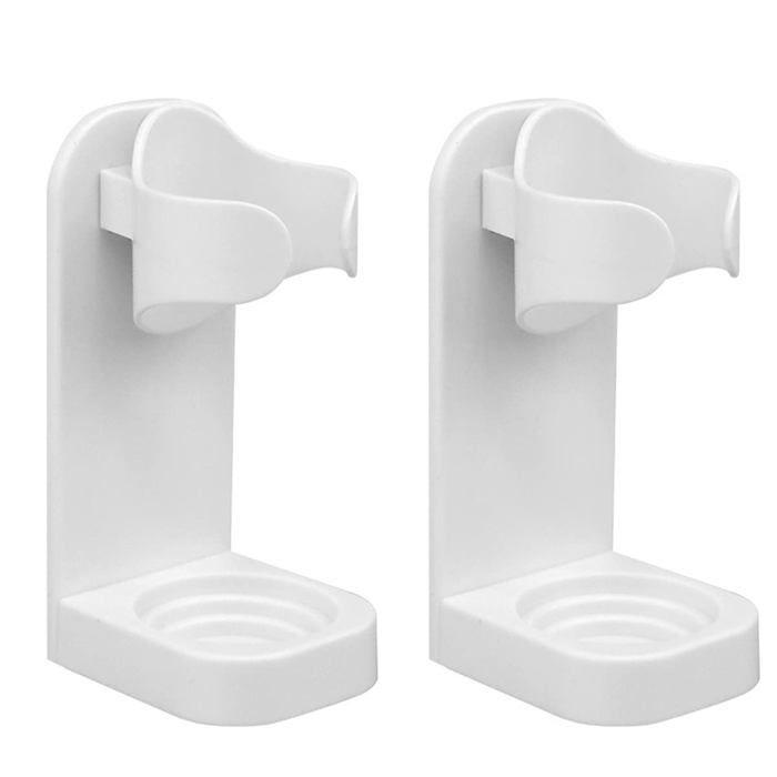 Lot de 2 supports muraux auto-adhésifs pour brosse à dents électrique sans perçage - blanc