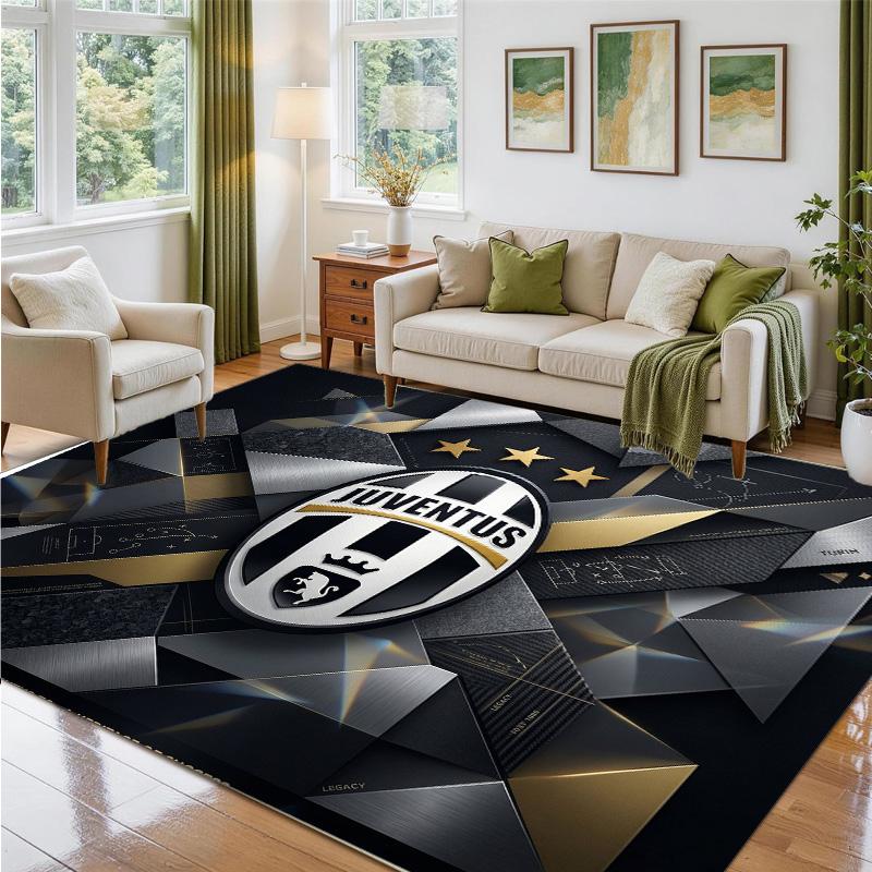 Juventus FC Design Crystal Velvet Rug Soft Decorative Mat for Bedroom Entrance