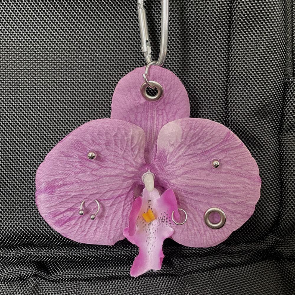 Gifts Phalaenopsis Orchid Keychain Cloth Backpack Hangings Decor Simulation Flower Keyring  Bag