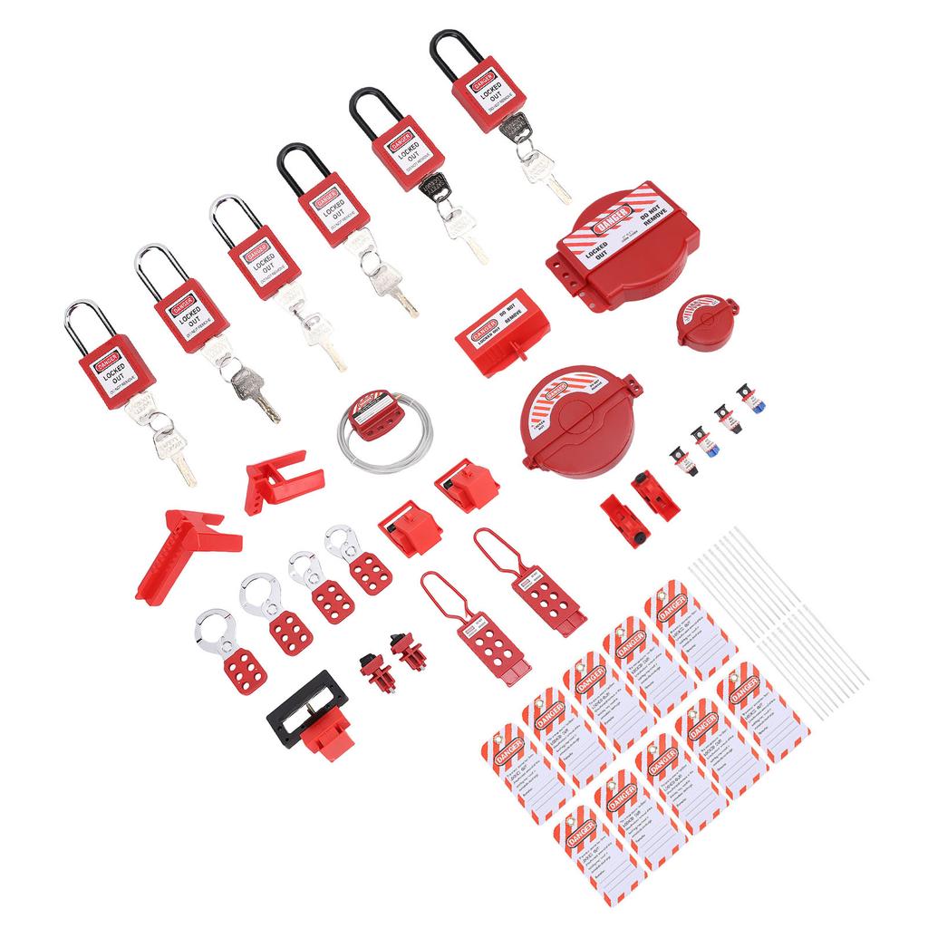 Комплект блокировки и маркировки, зажим для блокировки автоматического выключателя, групповой блокиратор, проушины для блокировки, бирки блокировки, безопасность