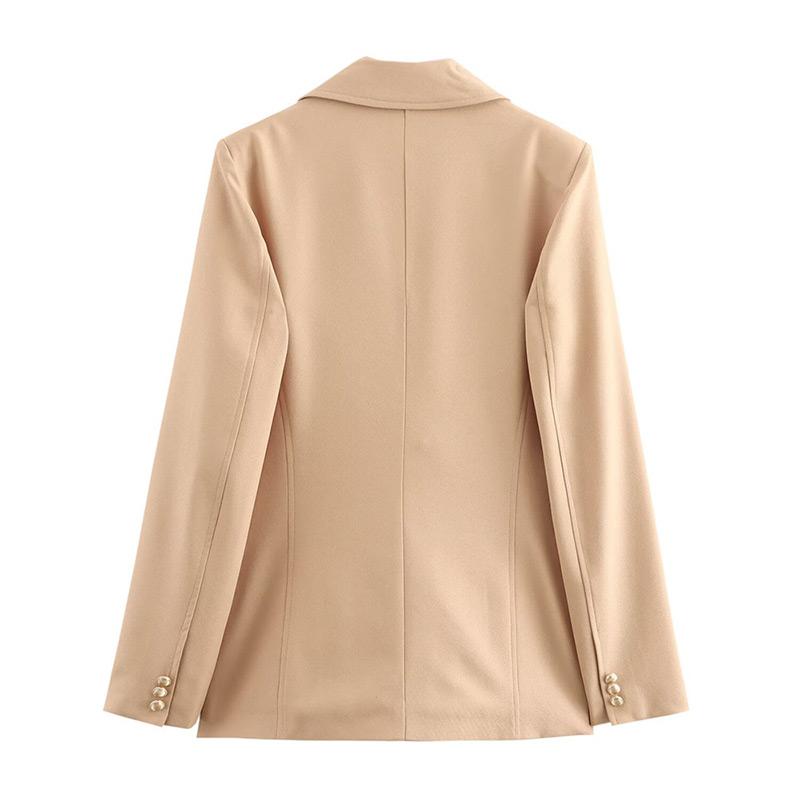 Женский приталенный пиджак с отворотом и отложным воротником, однобортный пиджак для офиса, элегантные модные пальто