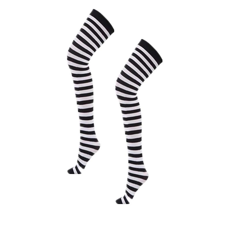 Облегающие женские высокие чулки выше колена, сексуальные модные полосатые гольфы, женские теплые длинные чулки