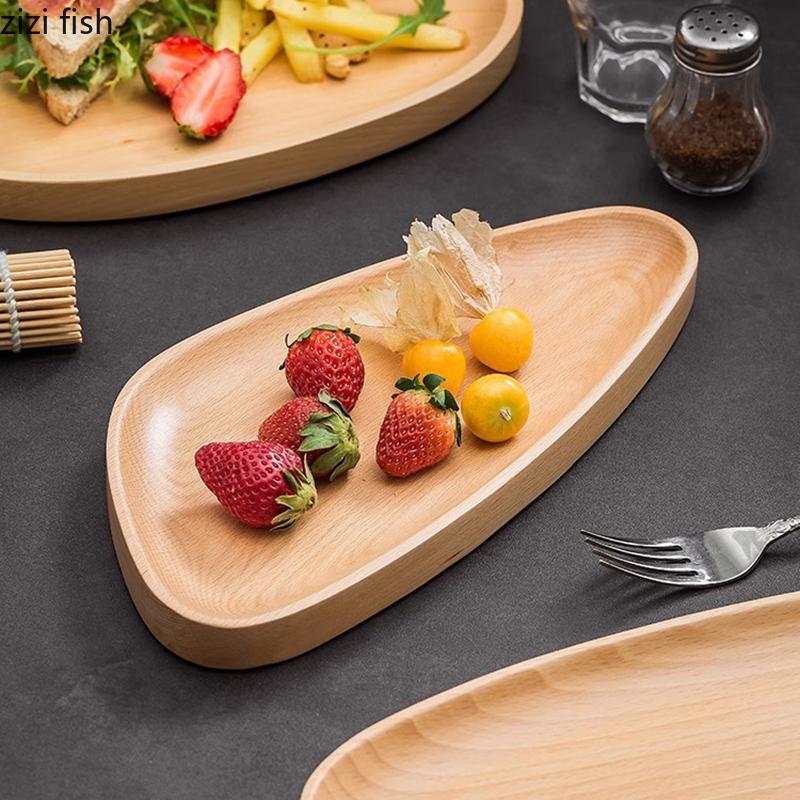 Креативная нестандартная обеденная тарелка из бука, десертная тарелка, тарелка для торта, суши-тарелки, салатные тарелки, специальная ресторанная посуда