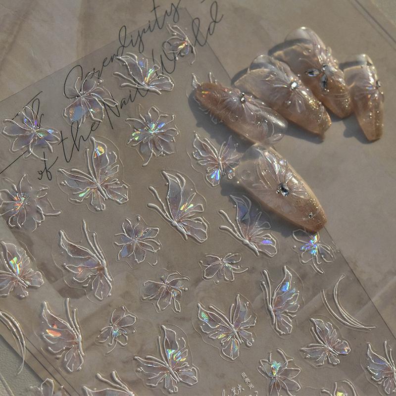 Наклейка для ногтей в форме бабочки Авроры, клей для улучшения реалистичности, стереоскопический маникюрный салон своими руками