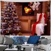 New Year's Santa Claus Tapestry Holiday Christmas Tree Gift Wall Red Furnace Home Living Room
