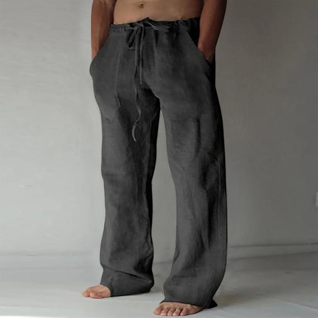 Linen Clothing For Men Natural Linen Pants For Men Contemporary Comfortable Quality Soft Linen Pocket Color Trousers