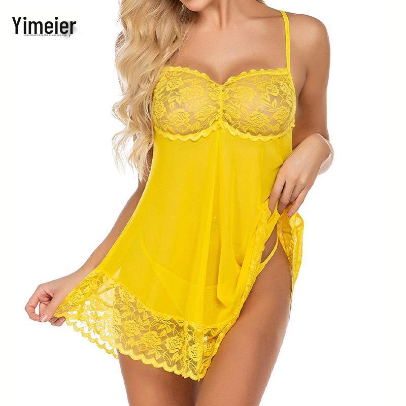 Новая европейская и американская сексуальная кружевная ночная сорочка из тюля на подвязках, нижнее белье