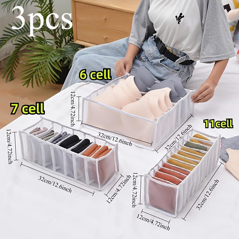 3pcs Set Foldable Nylon Bra Organizer - Closet Drawer Divider for Women's Lingerie, Underwear, Socks, and Ties