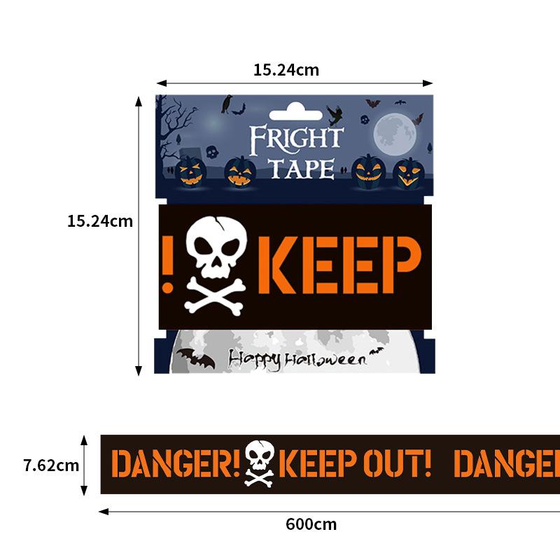 1Pc Halloween Props Window Prop Warning Line Plastic Skull Head Warning Tape Signs Halloween Decoration Witch Balloons Lot