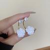 Light Luxury Crystal Flower Earrings Women'S Advanced Sense Versatile Niche Pearl Stud Earrings