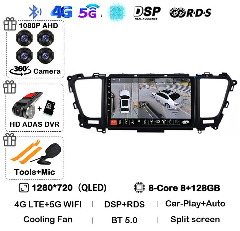 Автомагнитола Android 14 Carplay Auto для Kia Carnival YP Sedona 2014 2015 2016 2017 2018-2020 4G WIFI Мультимедийный плеер GPS Стерео