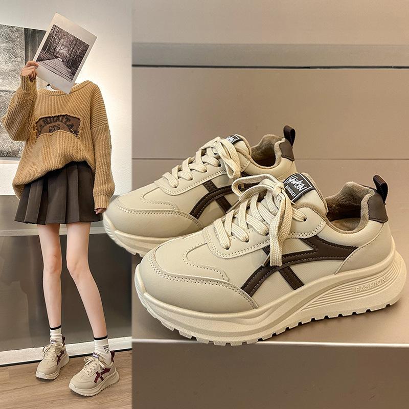 Fleece Dad Shoes Women's 2025 Autumn and Winter New Versatile Casual Platform Sports Shoes Lightweight Warm Forrest Gump Shoes