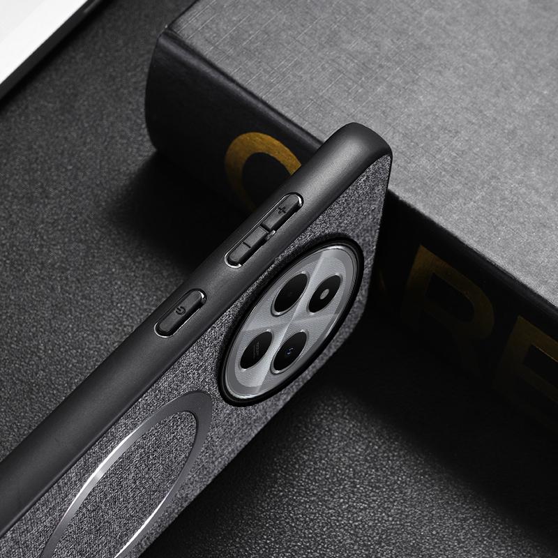 Magnetic Phone Case For Xiaomi Redmi 14C 4G/14R 5G/Poco C75 4G Drop-Proof TPU+Cloth Back Cover