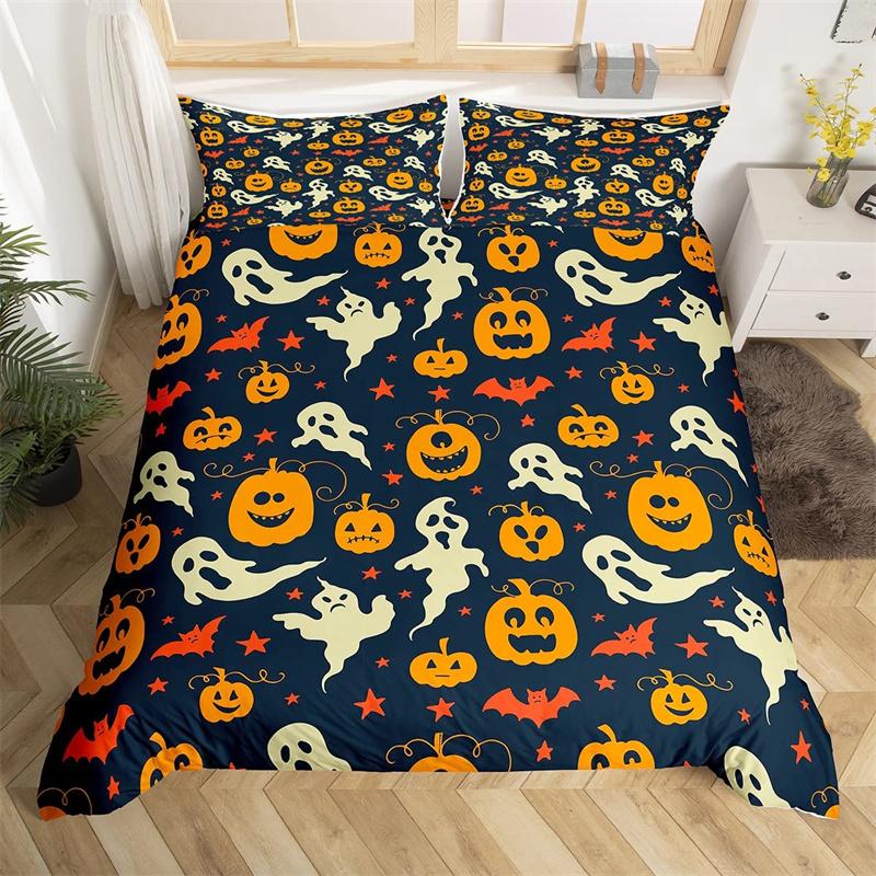 Halloween Duvet Cover Queen Boys Trick Or Treat Bedding Collection For Kids Teen Room Decor Microfiber Soft Sugar Skull Comforter Cover