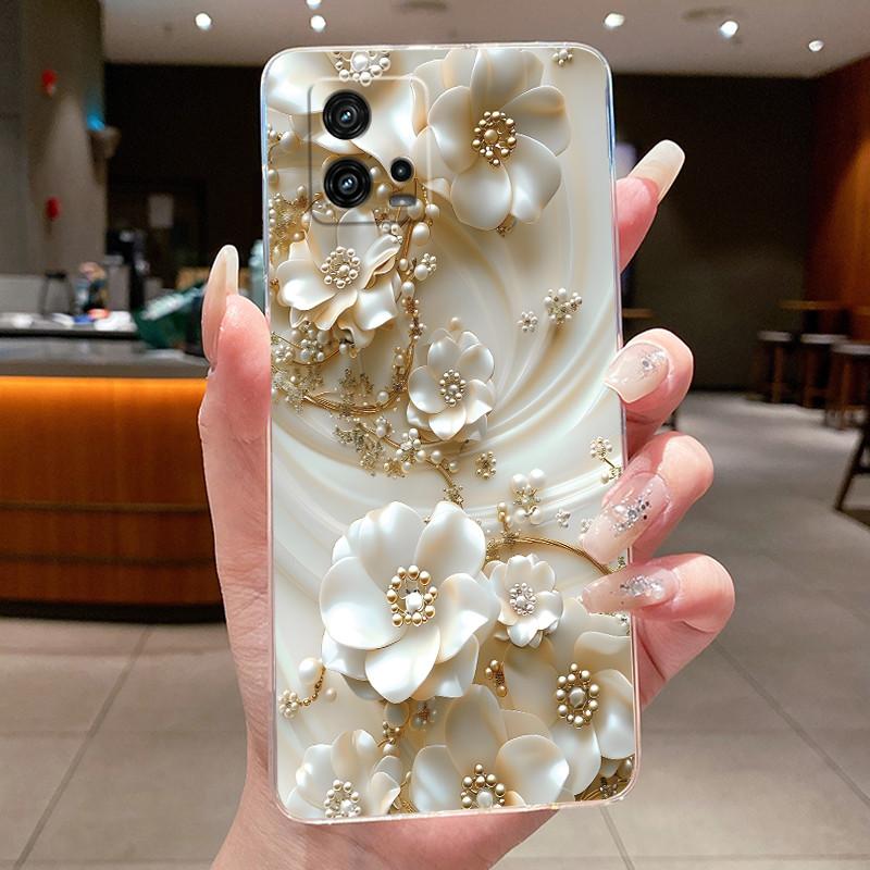 For Cover Motorola Moto G72 Case G 72 Flower design Clear Soft Silicone Back Funda Bumper For Moto G72 MotoG72 Phone Cases Coque
