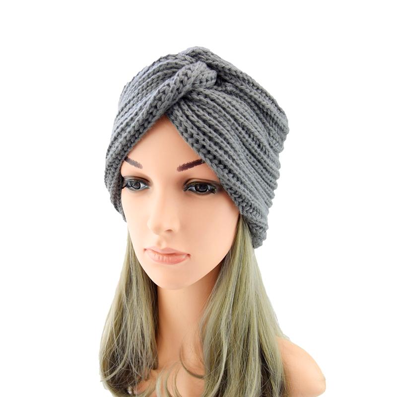 1Pc Women Headwear Cancer Chemo Beanie Hat Hair Loss Turban Solid Color Knitted Cap Head Wrap Polyester