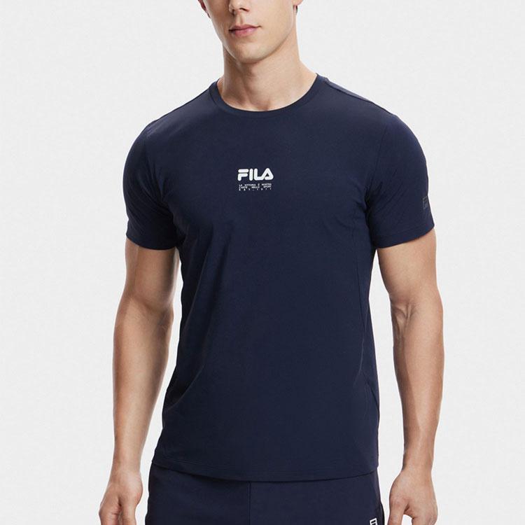 Fila Серия Фитнес Принт Буква Дышащая Спортивная Футболка с Коротким Рукавом Мужская Майки Королевский Синий A11M421120FNV