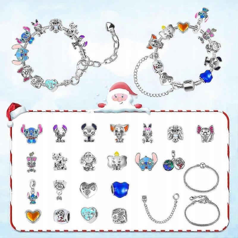 Адвент-календарь Стич с 2 браслетами и 22 уникальными мультяшными бусинами-шармами
