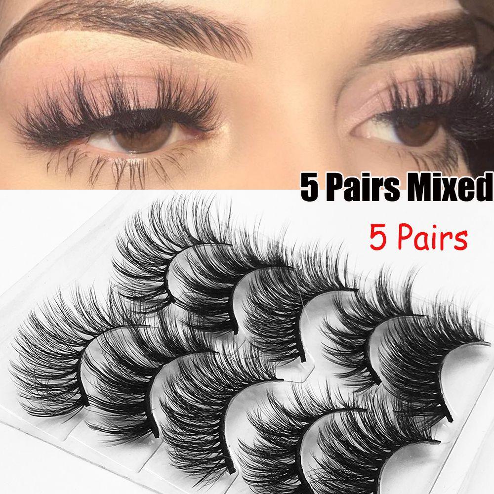Woman Natural Long Volume Fluffy Wispies Eye Lash Extension 3D Mink Hair False Eyelashes Crisscross