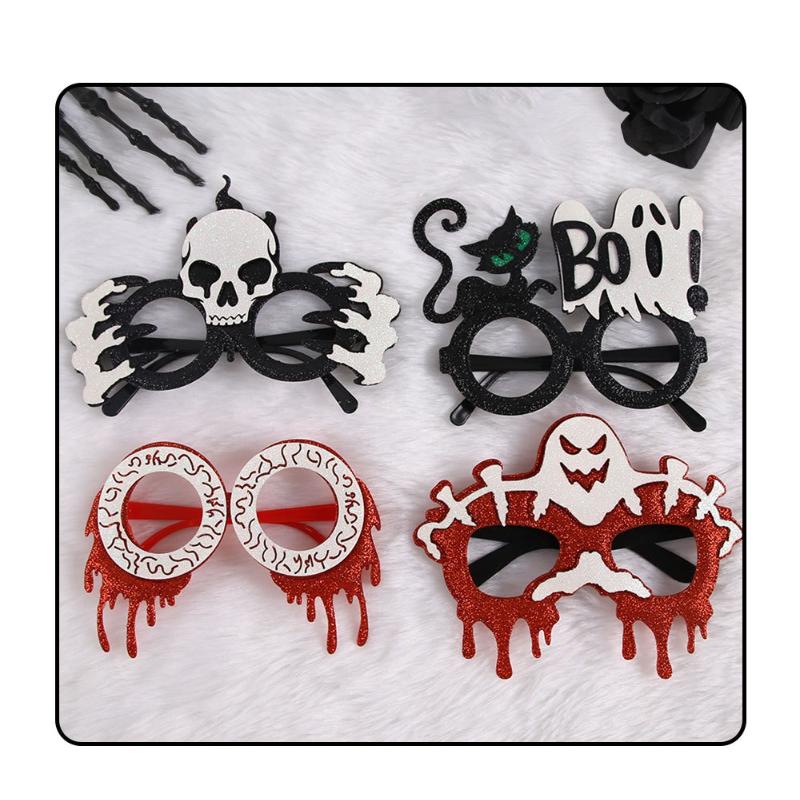 Halloween Novelty Party Glasses Pumpkin Bat Skull Ghost Shape Glitter Funny Cosplay Props for Holiday Party Decor