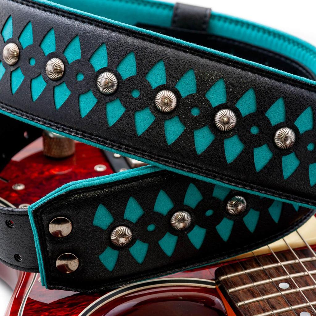 Straps 6cm ARMOUR TEAL RightOn! Guitar/Bass Strap, Wide, 100-150cm,