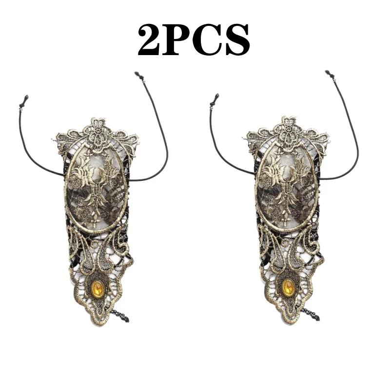 Золотые перчатки, винтажные кружевные перчатки, женские кружевные украшения для платья, подходящие манжеты без пальцев, аксессуары для костюмов для косплея в стиле аниме