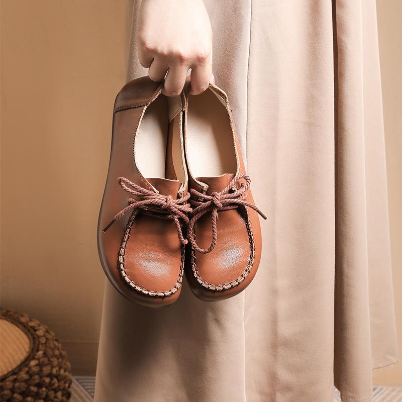 Женские туфли на плоской подошве с круглым носком, удобные, на шнуровке, зеленые женские туфли 2024 года, повседневная обувь для новых мам на каждый день