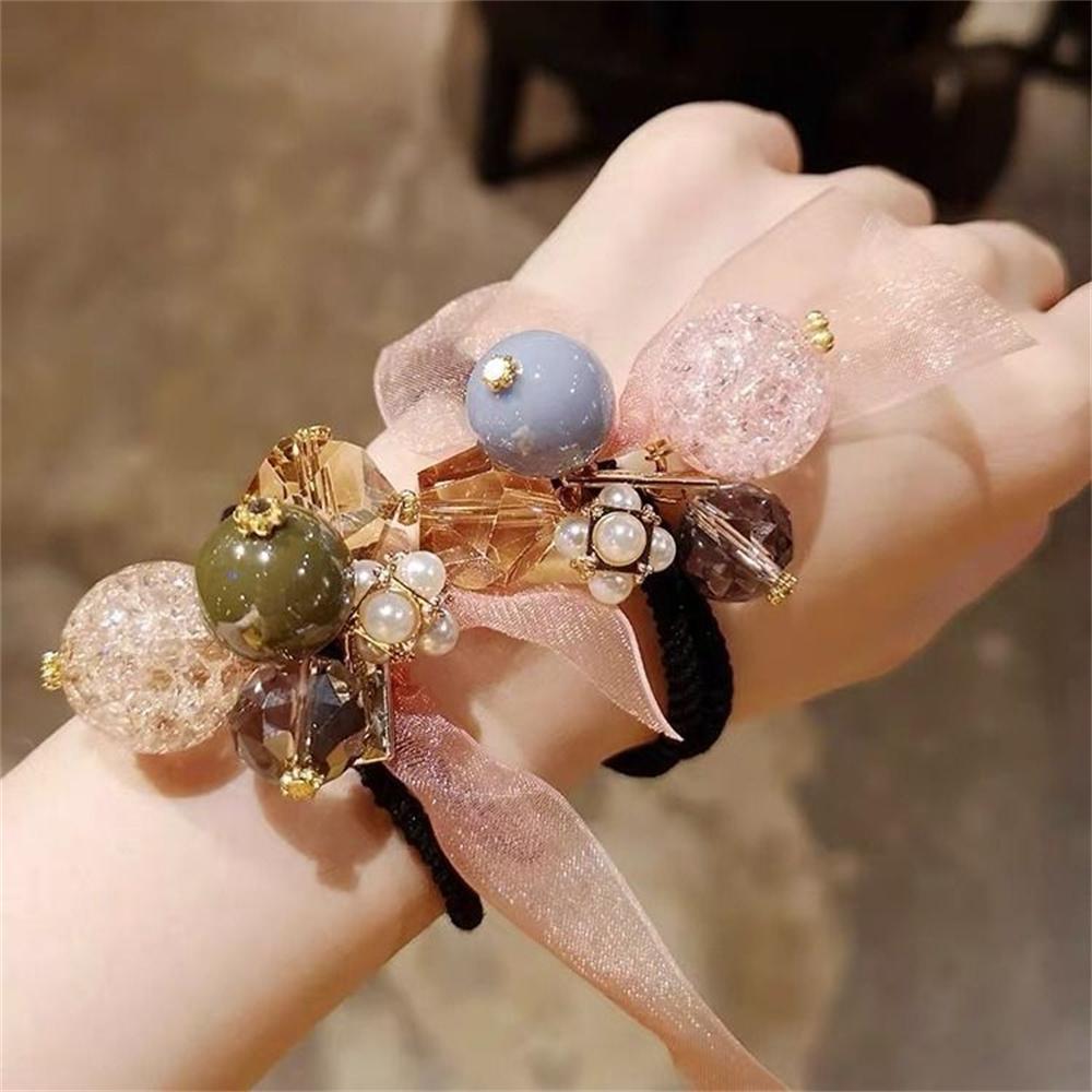 Bling Bling Hair Rope Simulation Pearl Hair Ties Ribbon Decoration Ponytail Holders For Women Girl Hair Accessories YSX