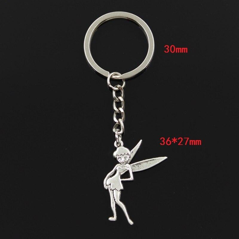 Fashion 30mm Key Ring Metal Key Chain Keychain Jewelry Antique Plated Fairy 36x27mm Pendant