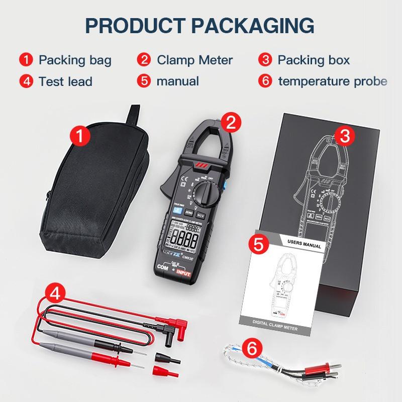 Clamp Multimeter High Precision Digital Clamp Meter Temperature Measure On-Off Beeping Smart Anti-Burn Meter