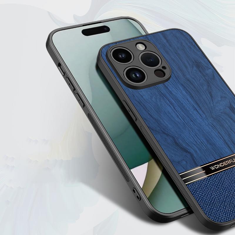 Роскошный деревянный кожаный чехол для телефона iPhone 15 14 13 12 11 Pro Max XS MAX XR X 7 8 Plus Anti Drop Business мягкий силиконовый чехол