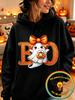 Women'S Fashion Autumn And Winter Hoodie, Cartoon Illustration Style Halloween BO Letter Ghost Printed Pattern, Cute Ghost with P