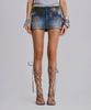 Jeidideuleondeon (W) Studded Denim Mini Skirt Blue