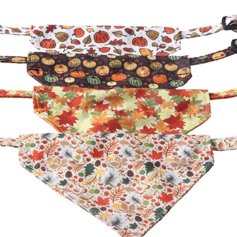 Очаровательный новый ошейник для питомца из осенней серии с кленовыми листьями и тыквами, треугольный шарф и дизайн с подсолнухом