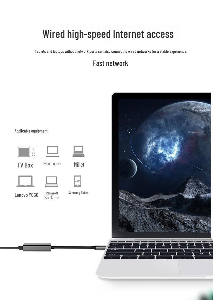 USB Type-C Gigabit Network Card for Tablets, Laptops, and Desktops