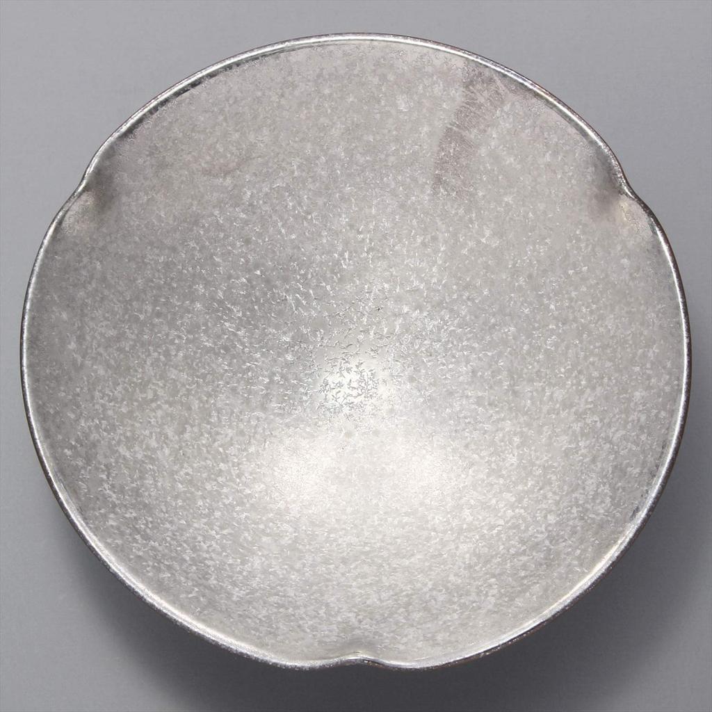 Arita Ware Toetsu Kiln Flat Small Bowl, Black Yuzu with Silver Inner Decoration, 467189-650