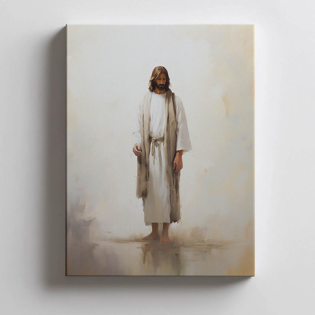 Prayer In Silence - Jesus Prayer In Silence - Jesus, 30X40 Cm, Gold Aluminum Frame, 230 Gsm Matte Paper