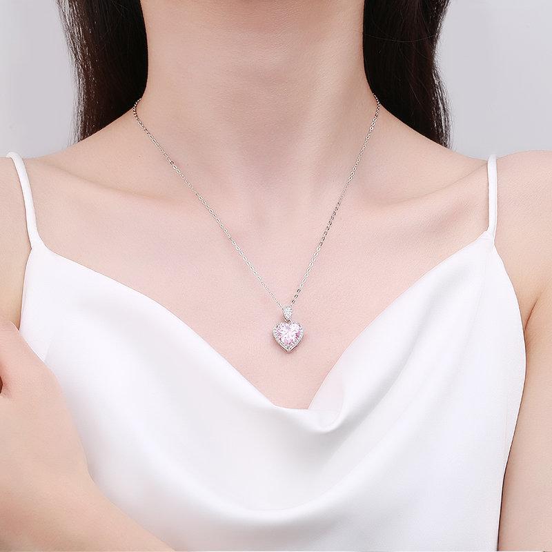 Модные ювелирные изделия, ожерелье с розовым сердечком, кулон с кубическим цирконием, женское ожерелье с воротником, ожерелье принцессы, свадебный подарок, аксессуары