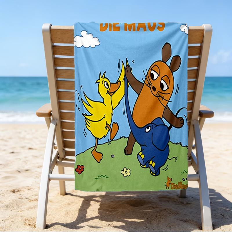 Ultra-Soft Beach Towel with Die Maus Theme,Ideal for Pool - Camping, Diving - Perfect Travel Essential, Vibrant Beach Towel.