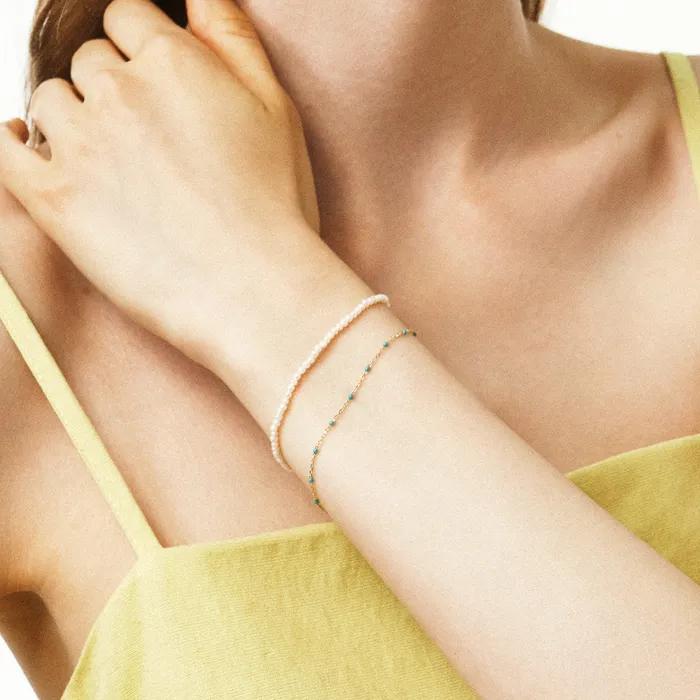 Классический браслет из пресноводного жемчуга 14 карат (14-каратное золото) #LFB01