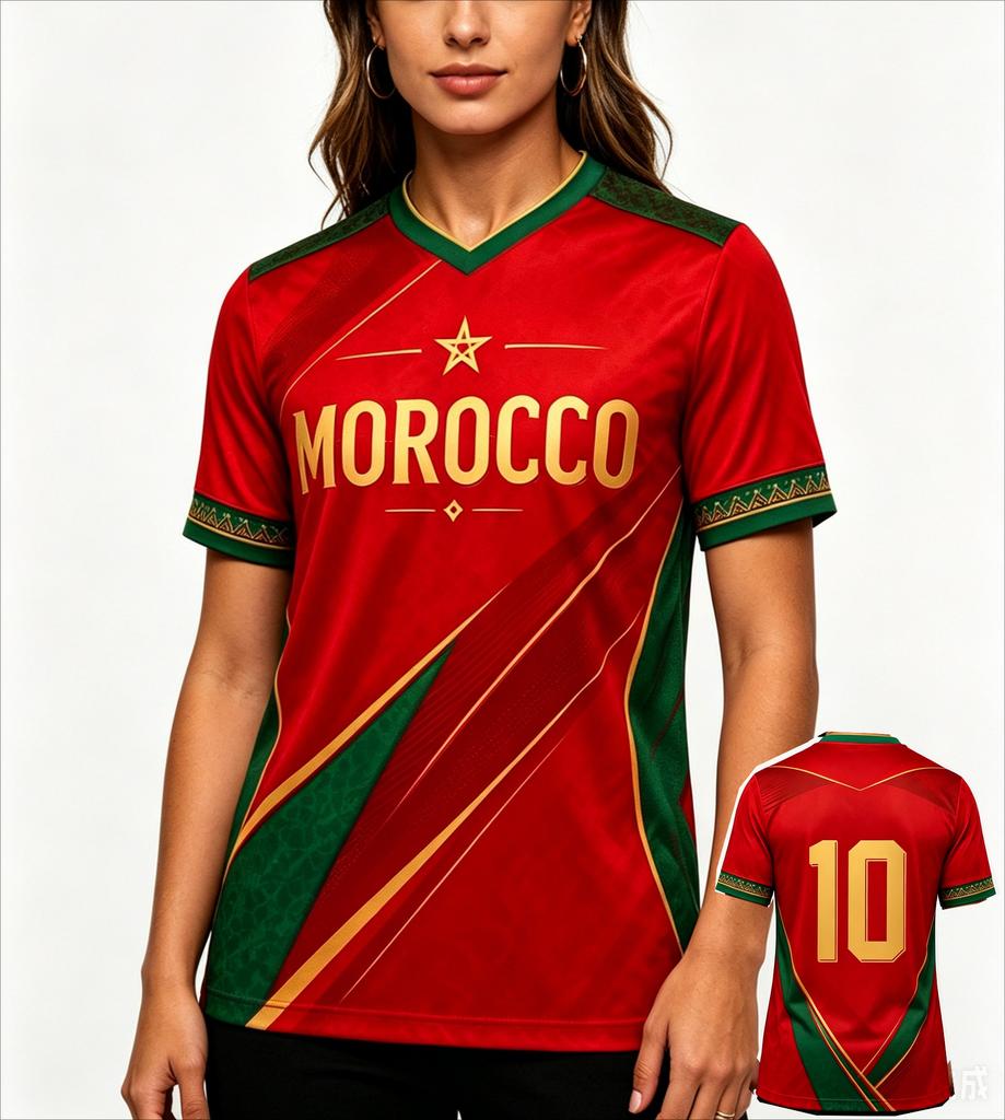 Morocco Style Soccer Jersey Football Tee Fan Jersey Gift Sports T-Shirt Summer Breathable Short Sleeve Casual Fashion Streetwear