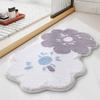 Inyahome Flower Bathroom Rugs Mat with Soft Superfine Fiber Non Slip Durable Bedroom Mats Machine Washable Door Mats for Bathtub