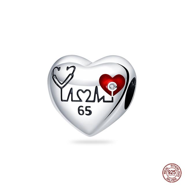 Новые стерлингового серебра 925 пробы красного цвета, подвески в форме сердца, бусины, ювелирные изделия на удачу, подарки